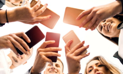 hands holding smart phones